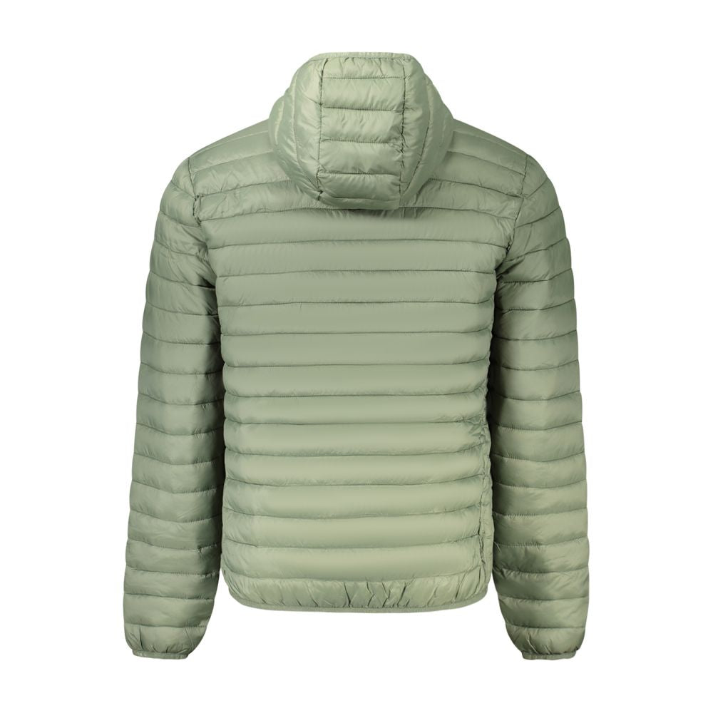 Back view of North Sails Green Polyester Men's Jacket with hood and padding
