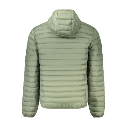 Back view of North Sails Green Polyester Men's Jacket with hood and padding