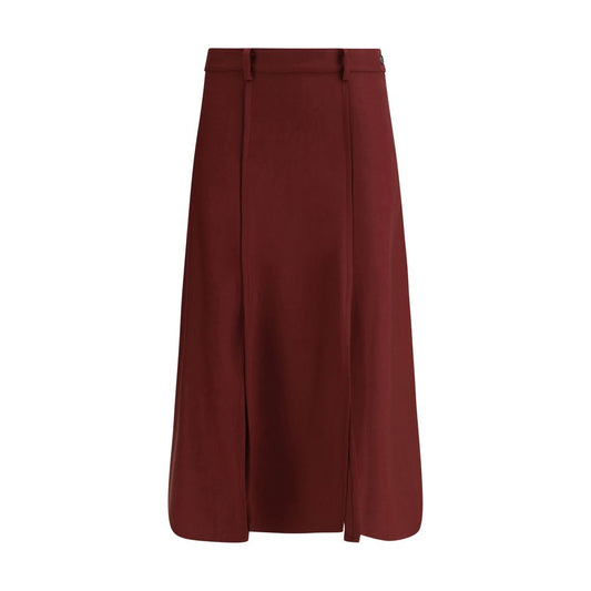Crida Milano Bordeaux Wool Midi Skirt
