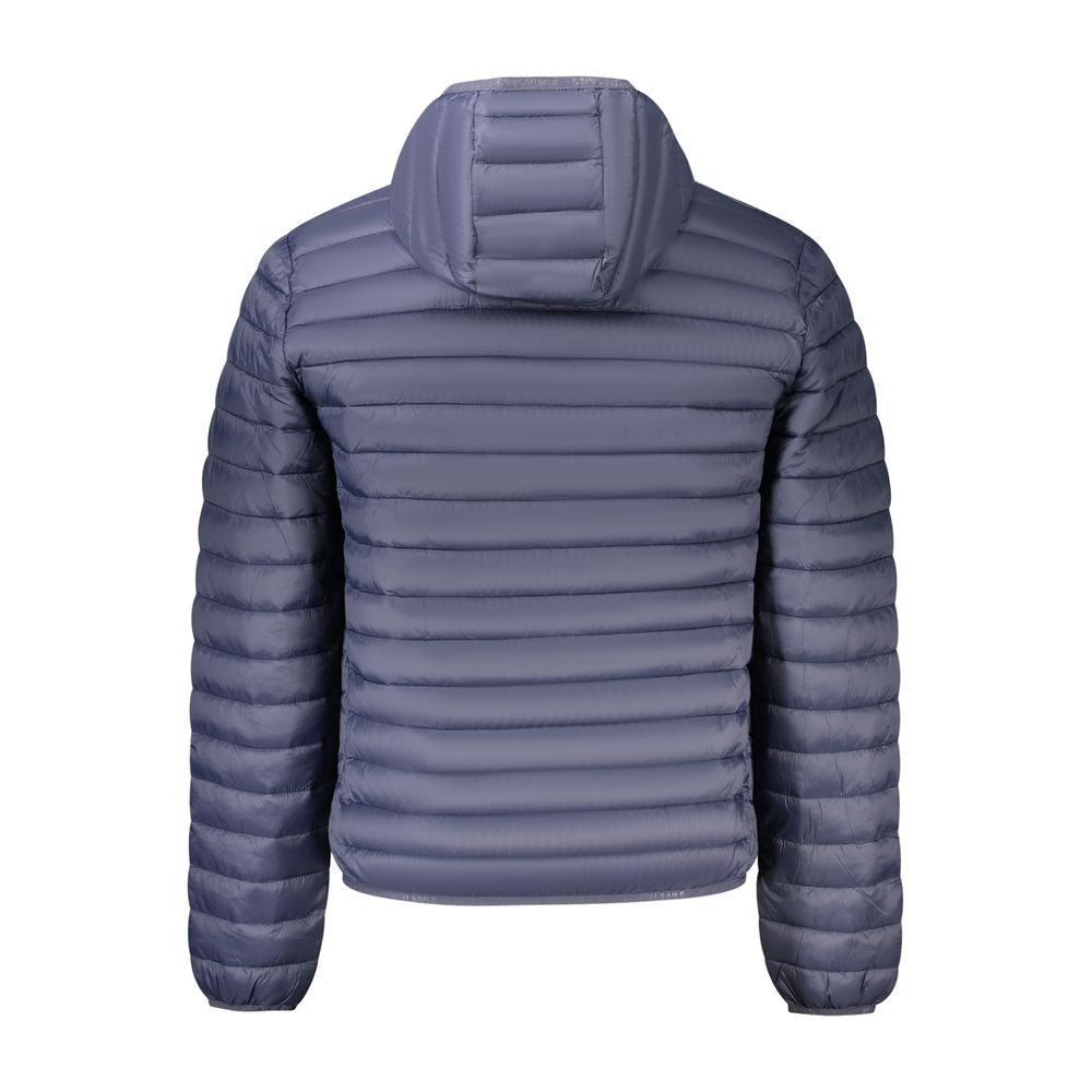 North Sails Blue Polyester Men Jacket with hood and padded design, back view