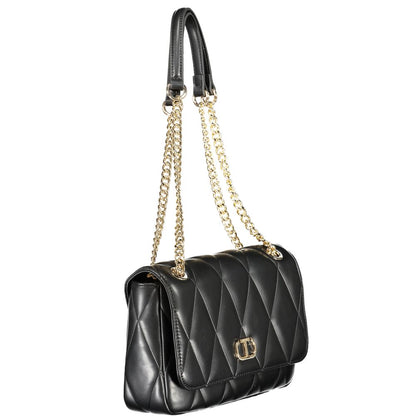 Twinset Black Polyethylene Women Handbag with chain handles and bold snap closure