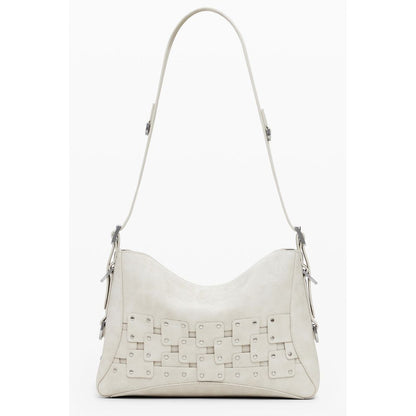 Desigual Beige Polyethylene Women Handbag with removable shoulder handle and internal pocket, featuring chic contrasting details.