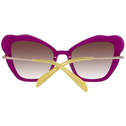 Emilio Pucci Purple Plastic Sunglasses with brown gradient lenses and butterfly style, 100% UVA & UVB protection, full-rim frame.