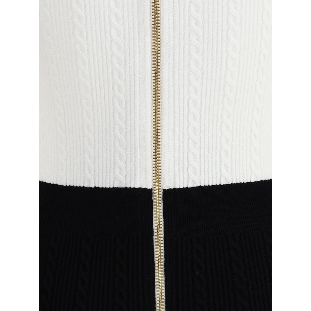 Close-up of Balmain Multicolor Viscose Casual Dress featuring braided pattern and gold zipper detail.