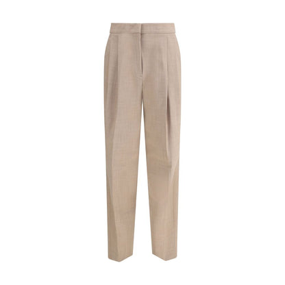 Fabiana Filippi Beige Fleece Wool Dress Pants with two darts and diamond detail, showcasing elegant and sophisticated style.