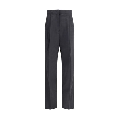 Fabiana Filippi Gray Fleece Wool Casual Pants with diamond thread loop detail and darts for a refined silhouette.