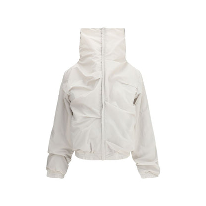 ALAINPAUL Gray Polyamide Full-Length Jacket with high collar and soft draping for AW25 season