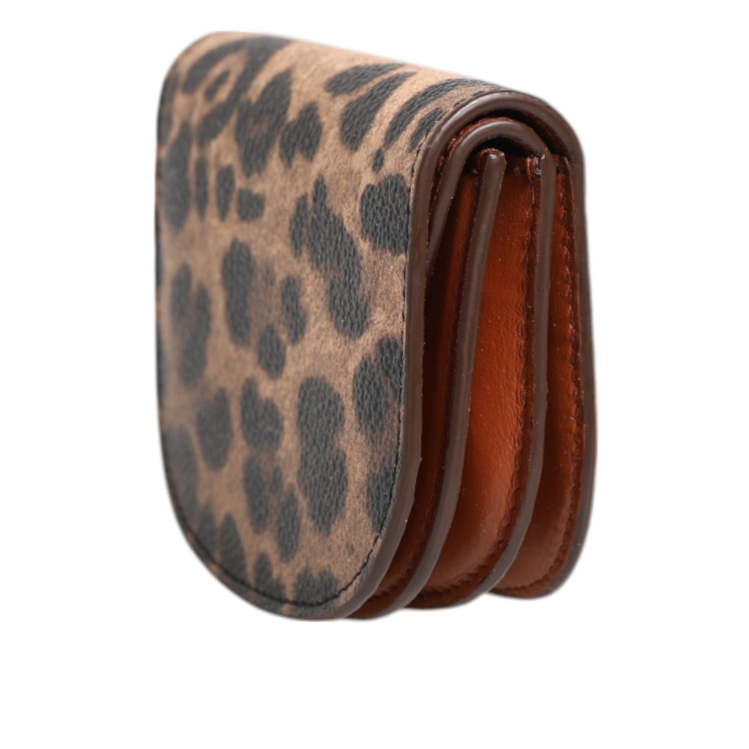 Dolce & Gabbana Brown Leopard Print Calf Leather Small Coin Purse Wallet