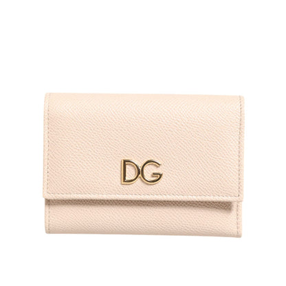 Dolce & Gabbana Light Pink Calf Leather DG Logo French Flap Wallet