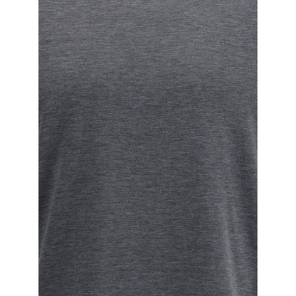 Brunello Cucinelli Gray Cotton T-Shirt, featuring refined silk, two-tone double layer hems, for a contemporary and elegant style.