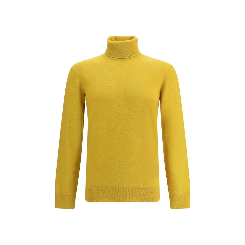 Saint Laurent Yellow Cashmere Turtleneck sweater with high ribbed collar and refined fit