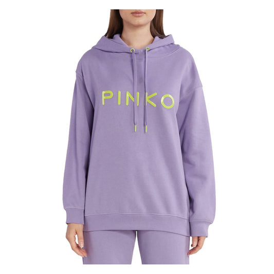 PINKO Purple Cotton Women Sweater with bold rubber logo print, showcasing luxury and comfort for trendsetters in casual chic style.