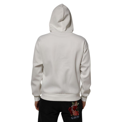 Dolce & Gabbana White Logo Hooded Men Sweatshirt  Sweater