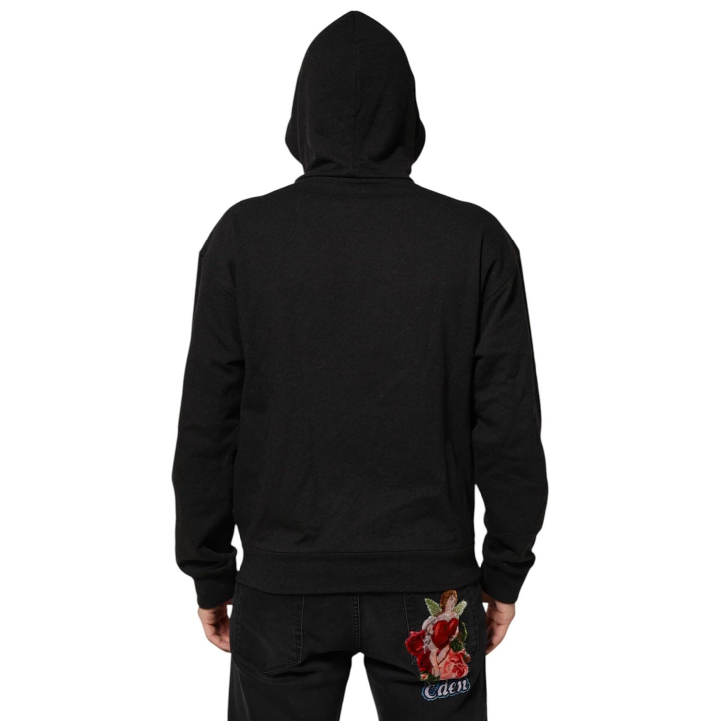 Dolce & Gabbana Black Logo FullZip Hooded Sweatshirt Sweater