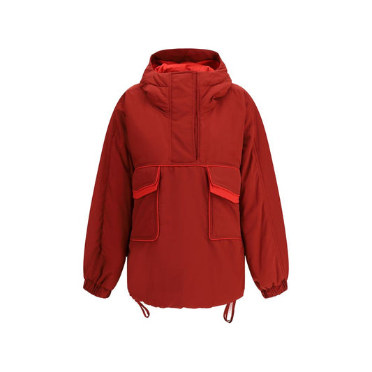 MARBELL Red Polyamide Shell Jacket with oversize fit, contrasting hood, two front pockets, and adjustable drawstring hem for AW25 season.