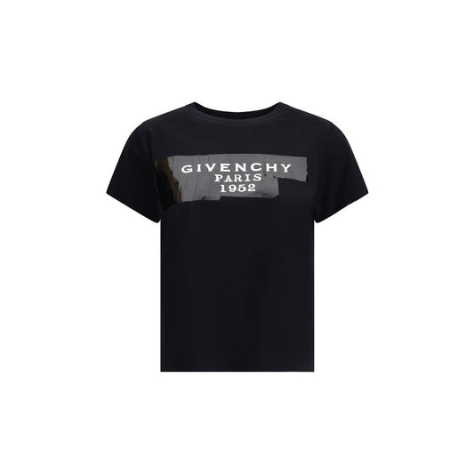 Givenchy Black Cotton T-Shirt with 3D logo print on front, crew neck, regular fit, 100% cotton, stylish casual wear for season AW25.