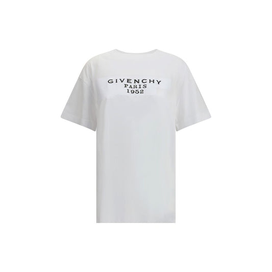 Givenchy White Cotton T-Shirt with GIVENCHY Tape 3D print, crew neck, 100% cotton for a stylish and casual look, AW25 season.