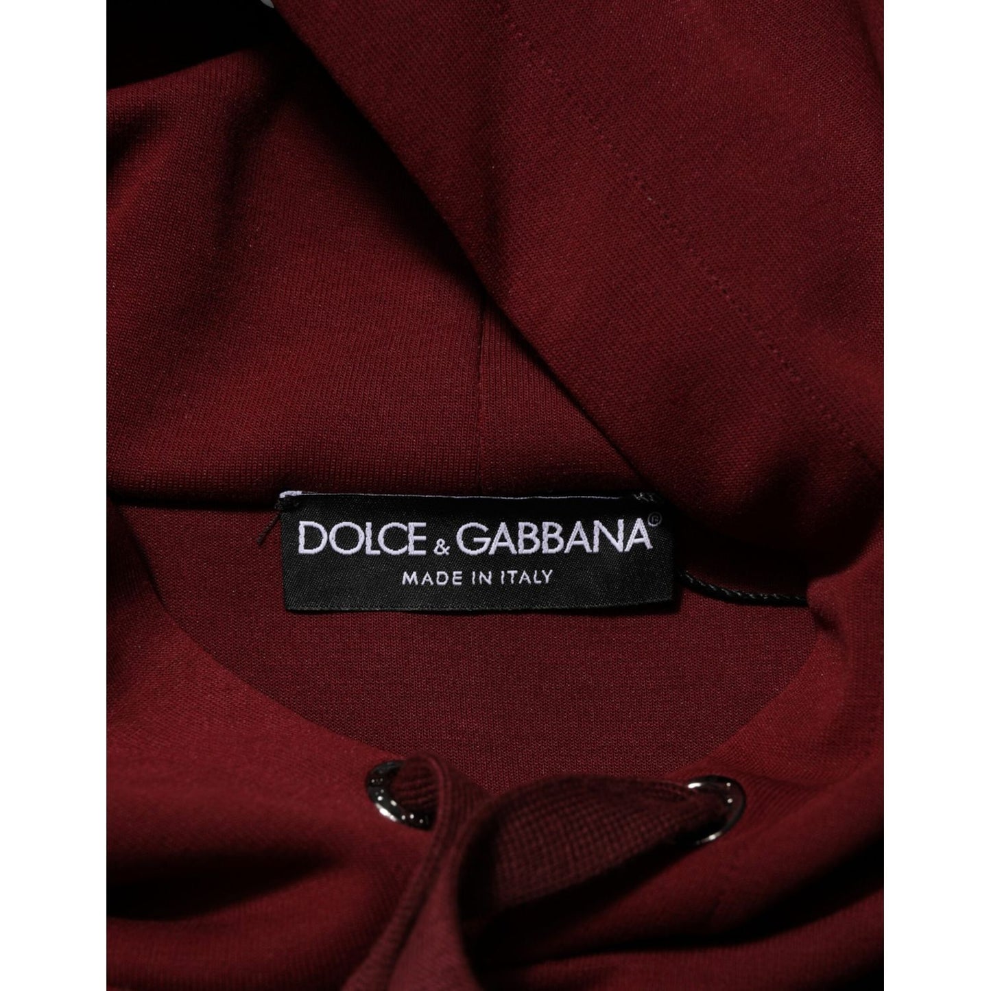Dolce & Gabbana Maroon Embossed Logo Hooded Sweatshirt Sweater