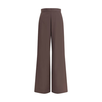 Di Stavnitser Brown Fleece Wool Casual Pants with side zipper and wide leg design for fluid movement and contemporary style.
