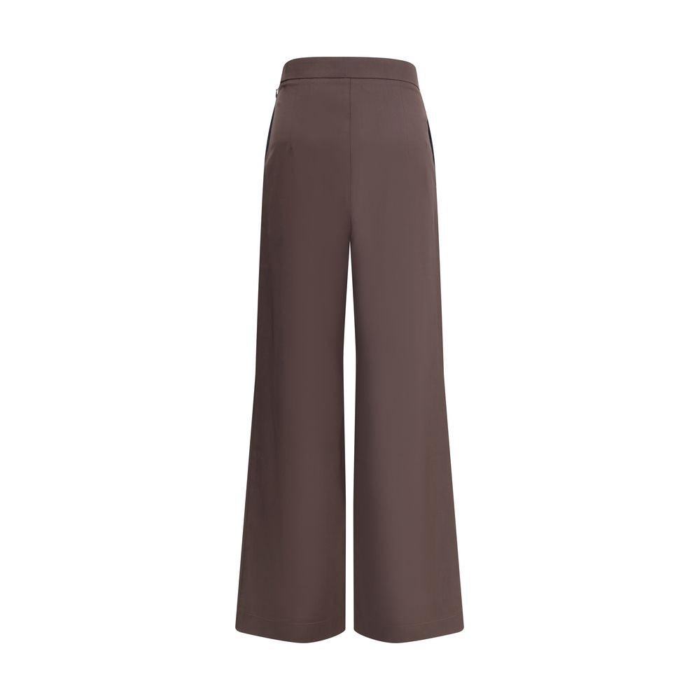 Di Stavnitser Brown Fleece Wool Casual Pants with side zipper closure and wide leg design for sophisticated style AW25 collection.