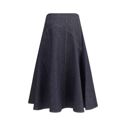 Jacquemus Blue Cotton Midi Skirt