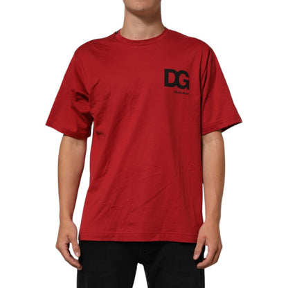 Dolce & Gabbana Red Logo Print Cotton Short Sleeve T-shirt