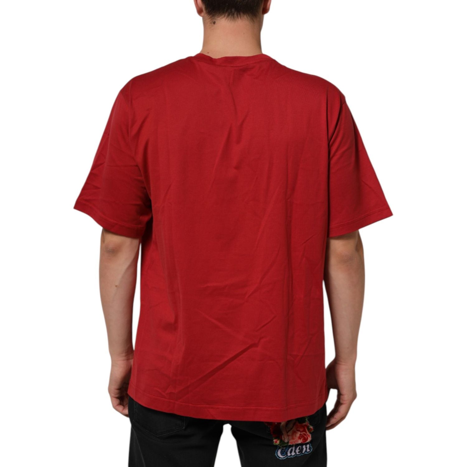 Dolce & Gabbana Red Logo Print Cotton Short Sleeve T-shirt