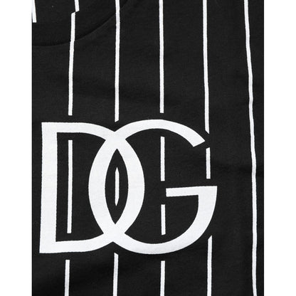 Dolce & Gabbana Black Cotton Polka Dots Round Neck T-shirt