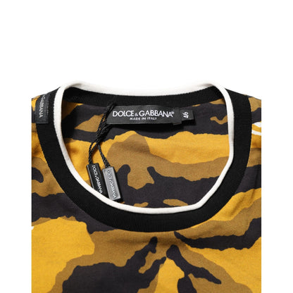 Dolce & Gabbana Multicolor Leopard Palm Leaf Men Crew Neck T-shirt