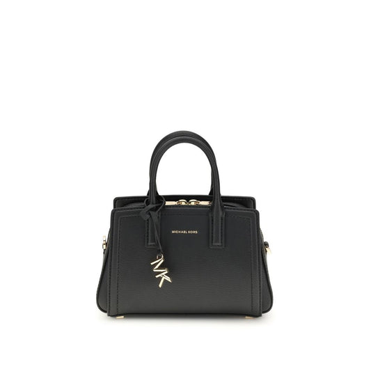 Michael Kors Black Calf Leather Bos Taurus Shoulder Bag with gold-tone details and adjustable strap.
