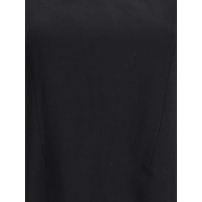 Close-up of Alexander McQueen Black Wool Casual Dress with elegant fitted silhouette.