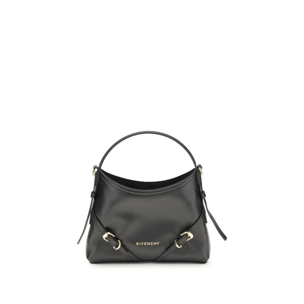Givenchy Black Calf Leather Bos Taurus Handbag with gold-toned details, featuring a short handle and removable shoulder strap.