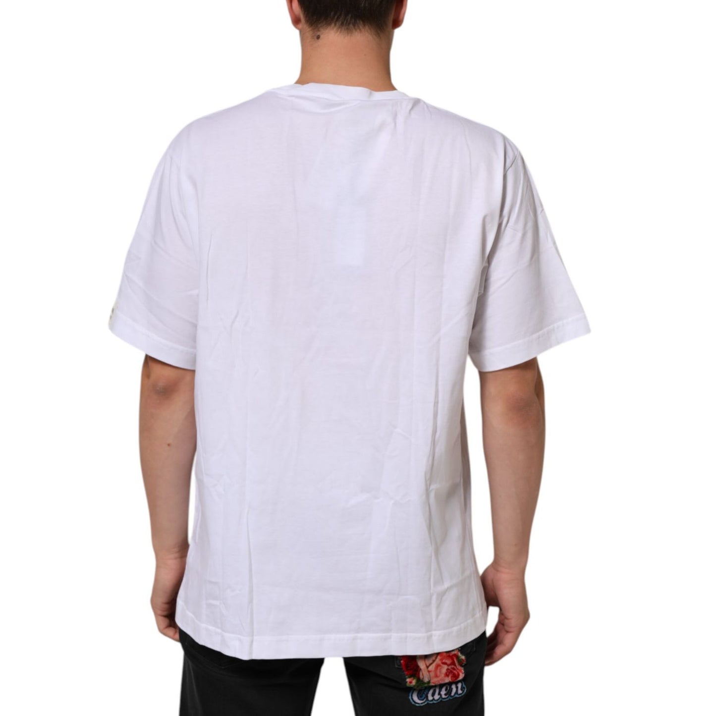 Dolce & Gabbana White Graphic Print Cotton Crew Neck T-shirt