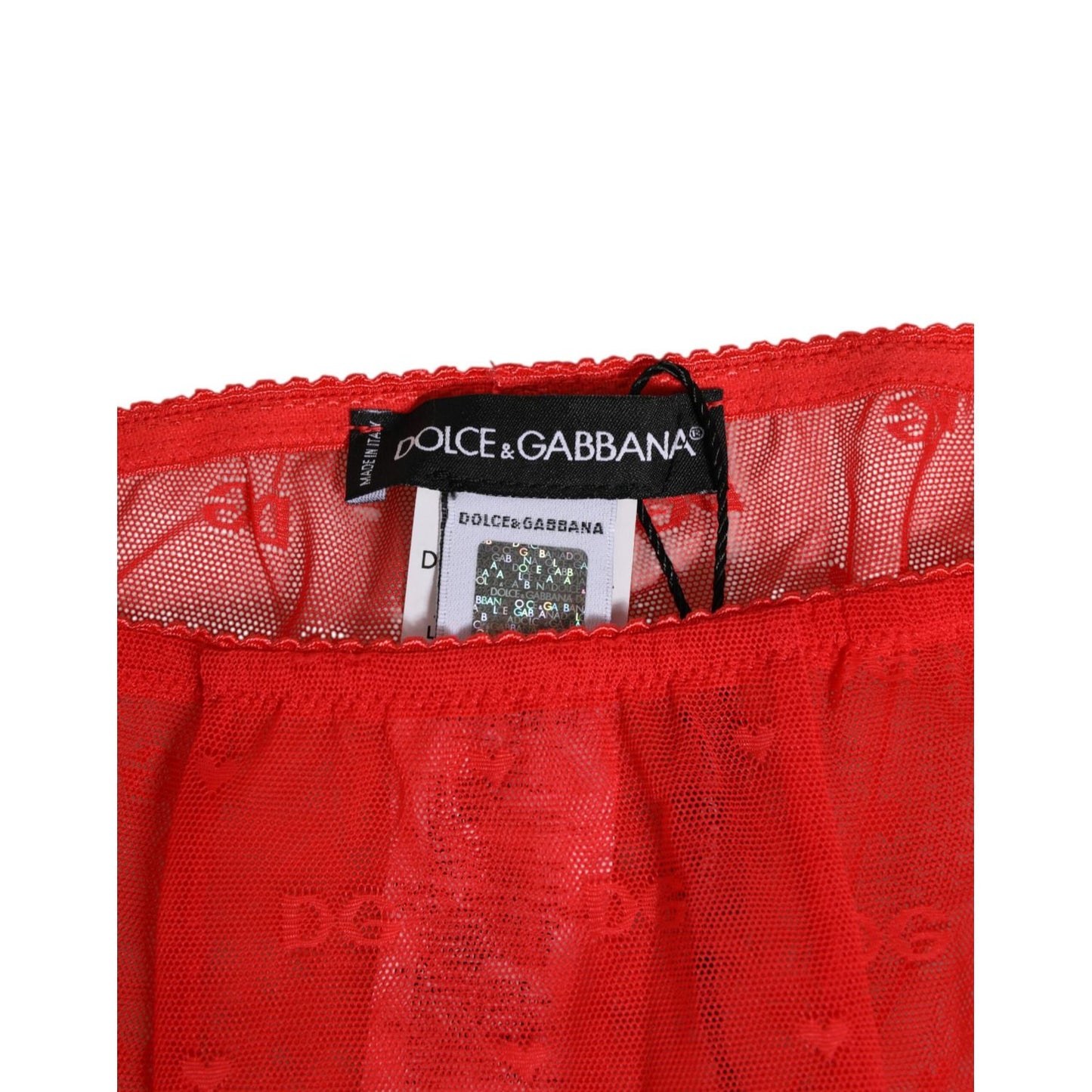 Dolce & Gabbana Red Nylon Logo Lace Leggings Pants Underwear