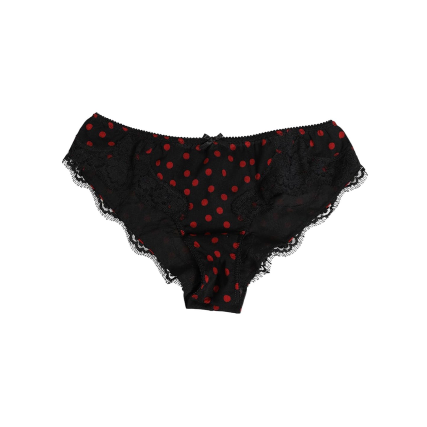 Dolce & Gabbana Black Polka Dotted Silk Low Waist Panty Underwear