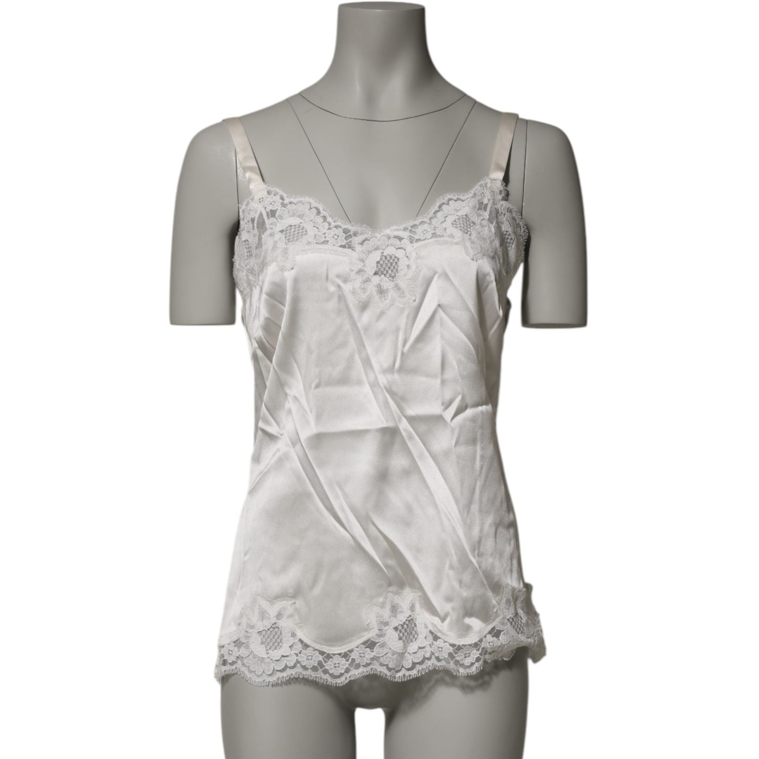 Dolce & Gabbana Off White Floral Lace Tank Lingerie Top Underwear