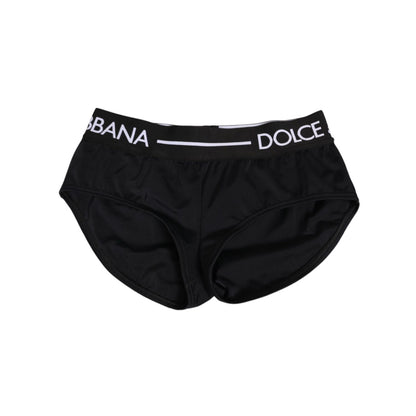 Dolce & Gabbana Black Nylon Logo Waistband Shorts Underwear