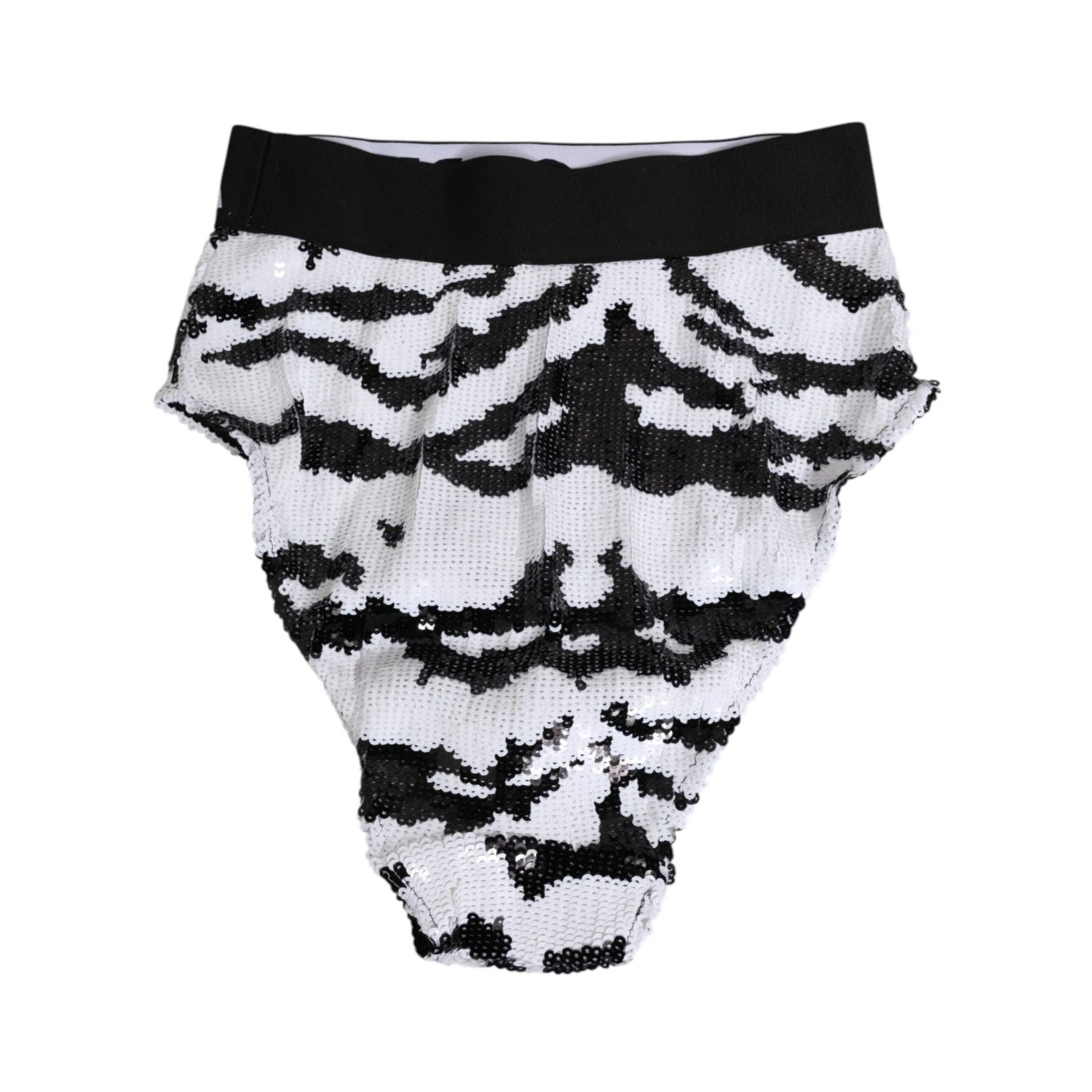 Dolce & Gabbana Black White Sequin High Waist Panty Underwear