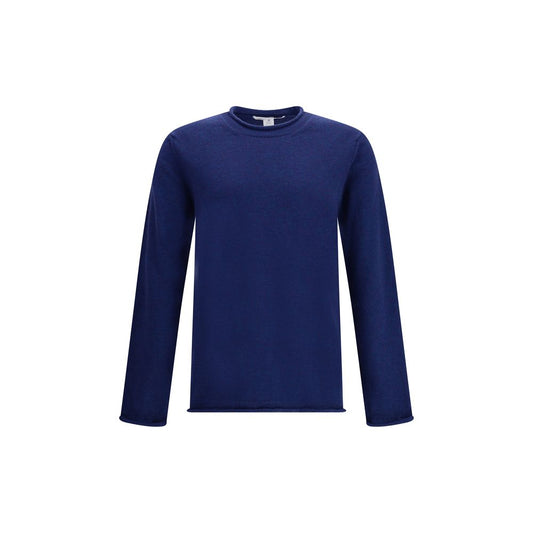 Comme Des Garçons Blue Wool Sweatshirt with round neckline and long sleeves, ribbed knit texture, 100% wool, AW25 collection.