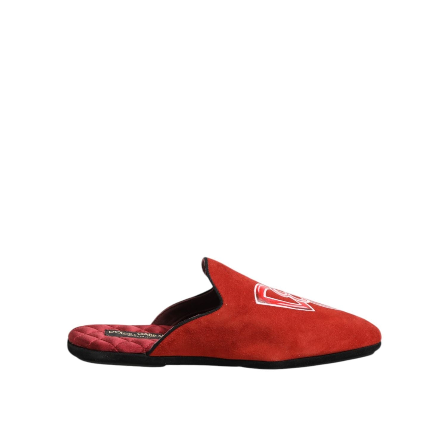 Dolce & Gabbana Red Suede DG King Men House Slippers Shoes