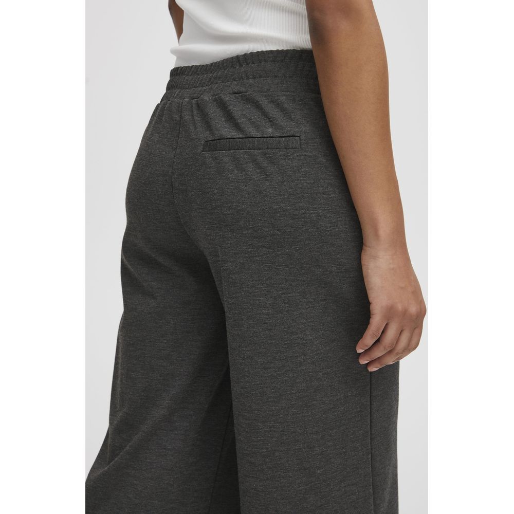 ICHI Gray Recycled Polyester Flared Pants