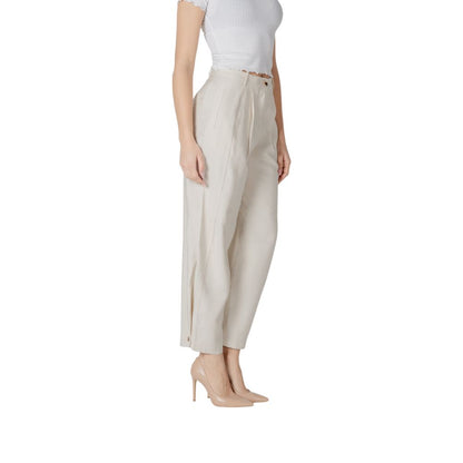 Vila Clothes Beige Viscose Casual Pants