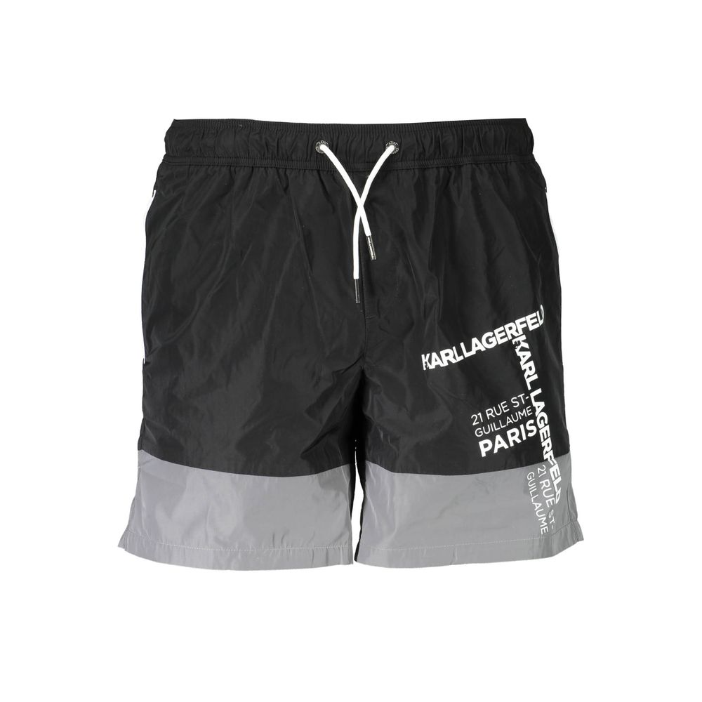 Karl Lagerfeld Black Polyester Men's Swim Trunk