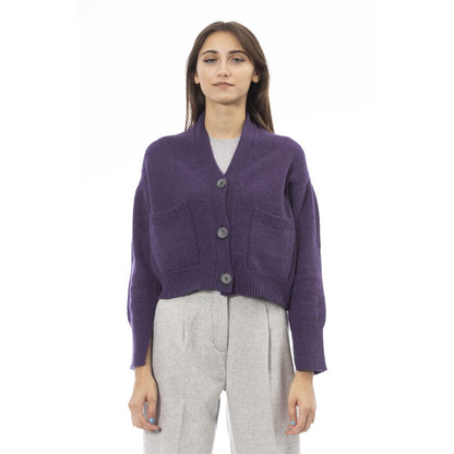 Alpha Studio Purple Merino Wool Cardigan