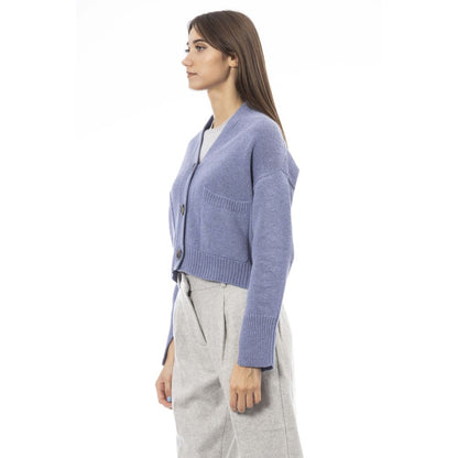 Alpha Studio Light Blue Merino Wool Cardigan