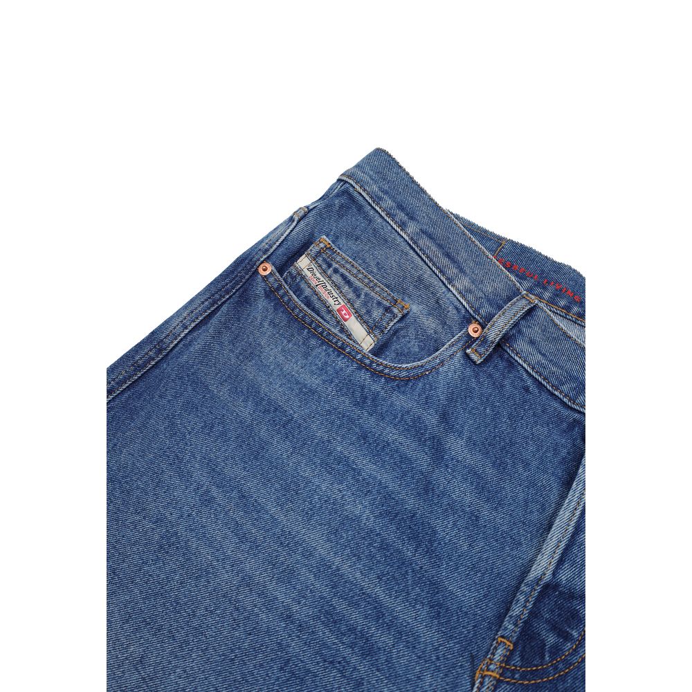 Diesel Blue Cotton Relaxed Fit Jeans