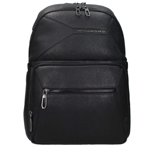 Piquadro Black Leather Backpack