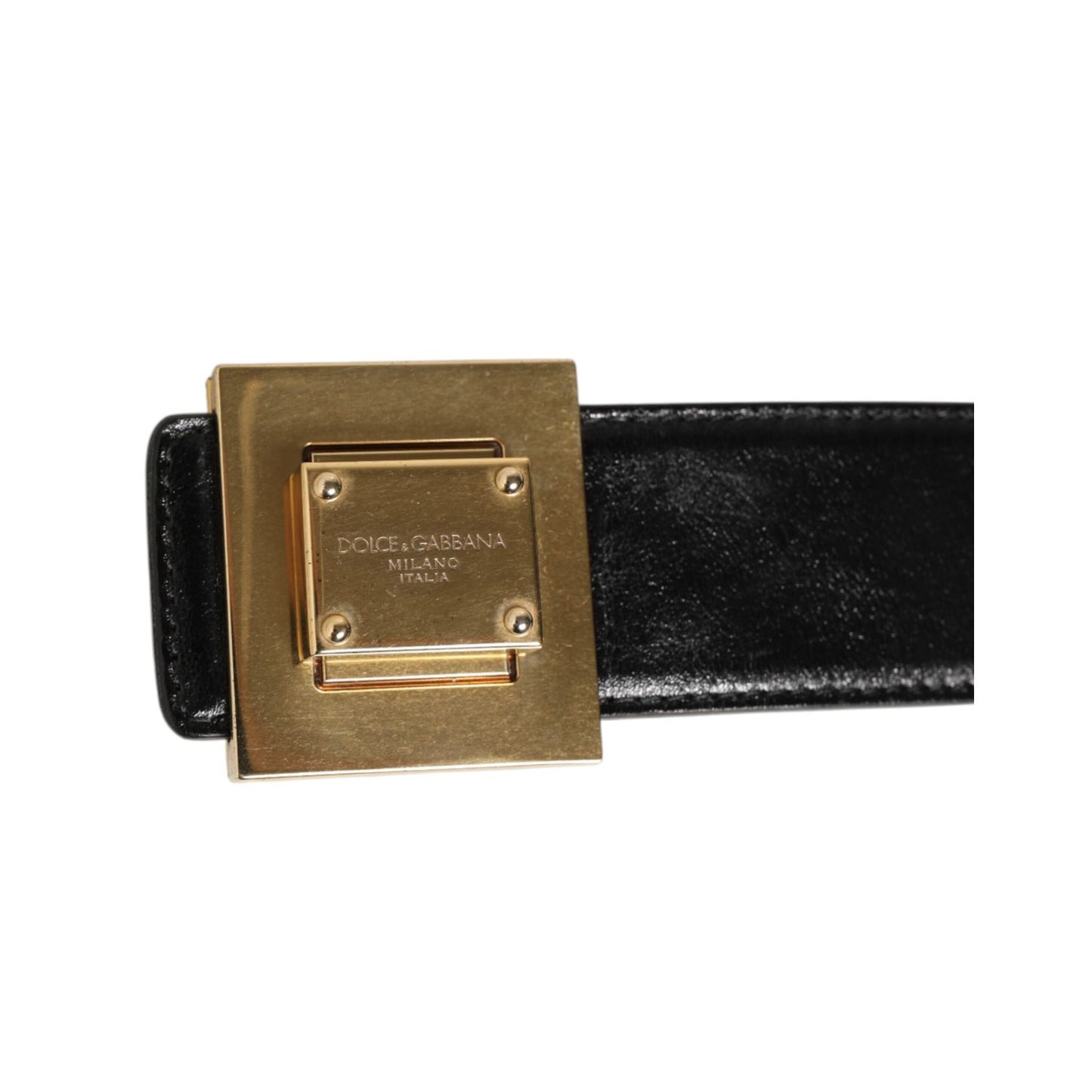 Dolce & Gabbana Black Leather Classic Metal Logo Buckle Belt
