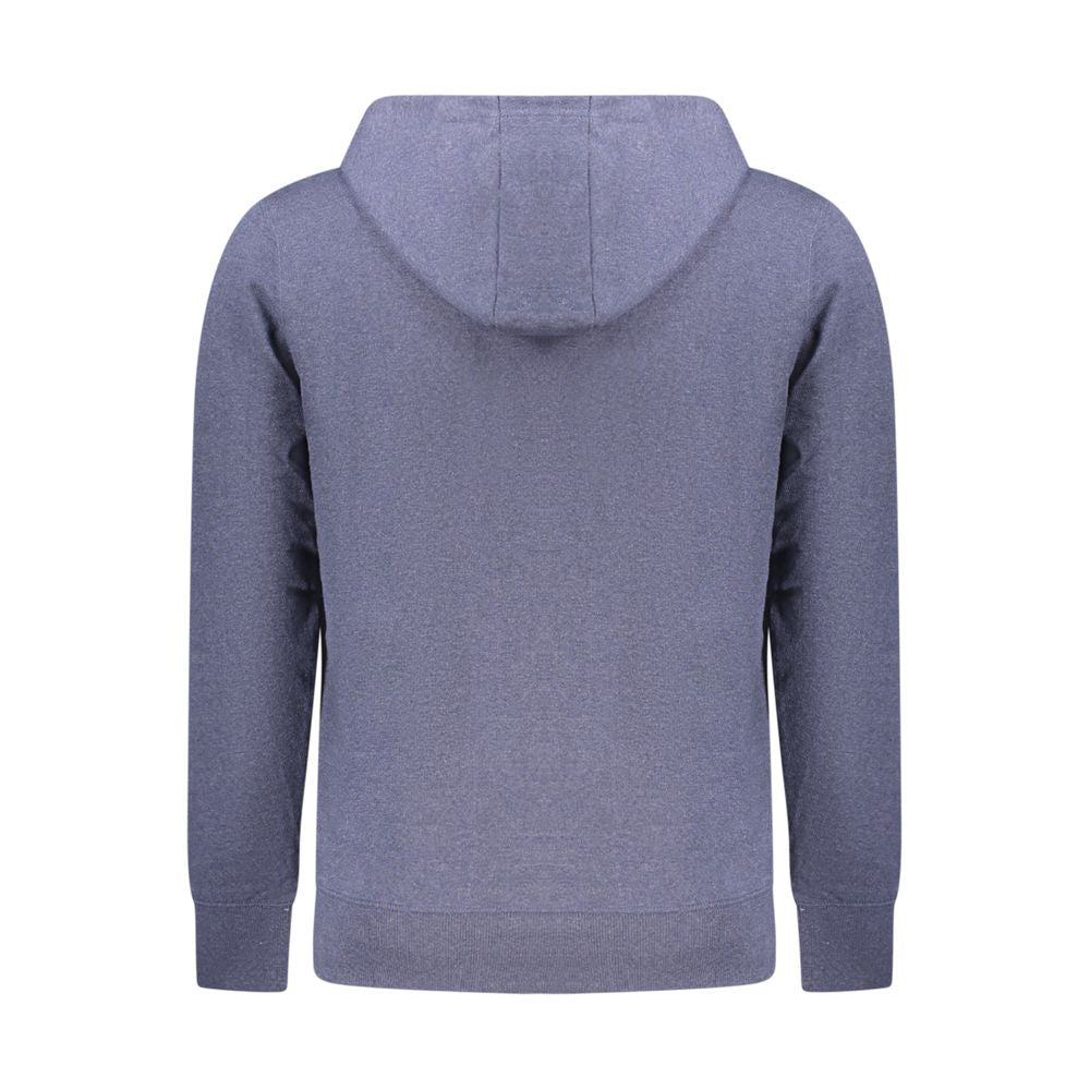 Back view of Accademia Militare Blue Cotton Men's Hooded Sweater with eco-friendly design and embroidery details.