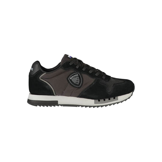 Blauer Black Leather Men Sneaker with sleek design and contrasting details, featuring removable footbed and Blauer logo.
